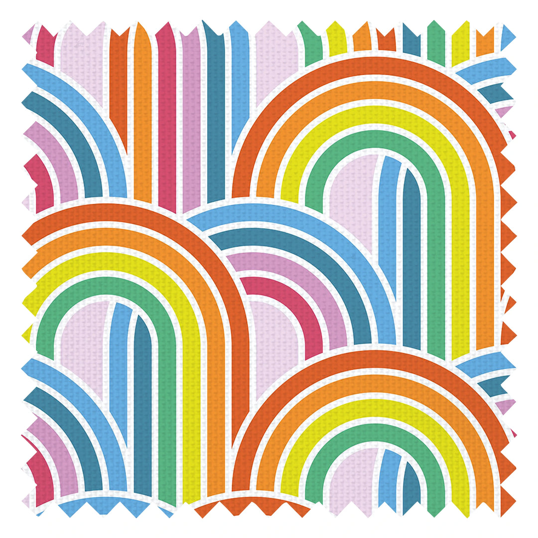 Wave After Wave Fabric in Rainbow Brights on Lavender