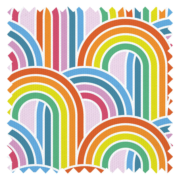 Wave After Wave Fabric in Rainbow Brights on Lavender