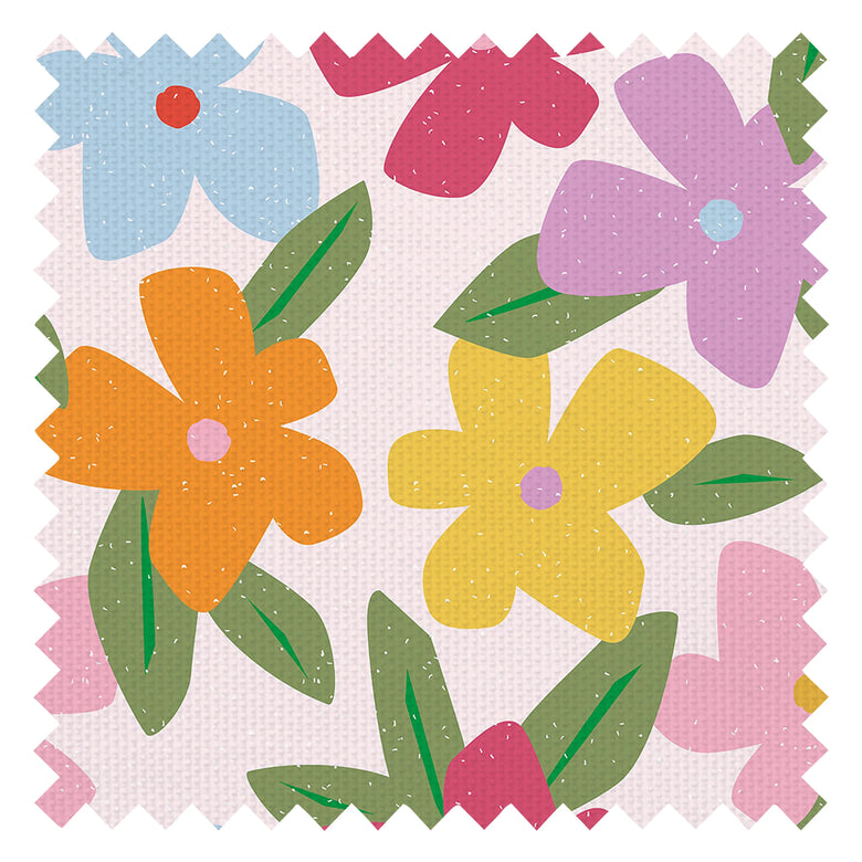 Flower Bomb Fabric in Brights on Strawberry Cheesecake