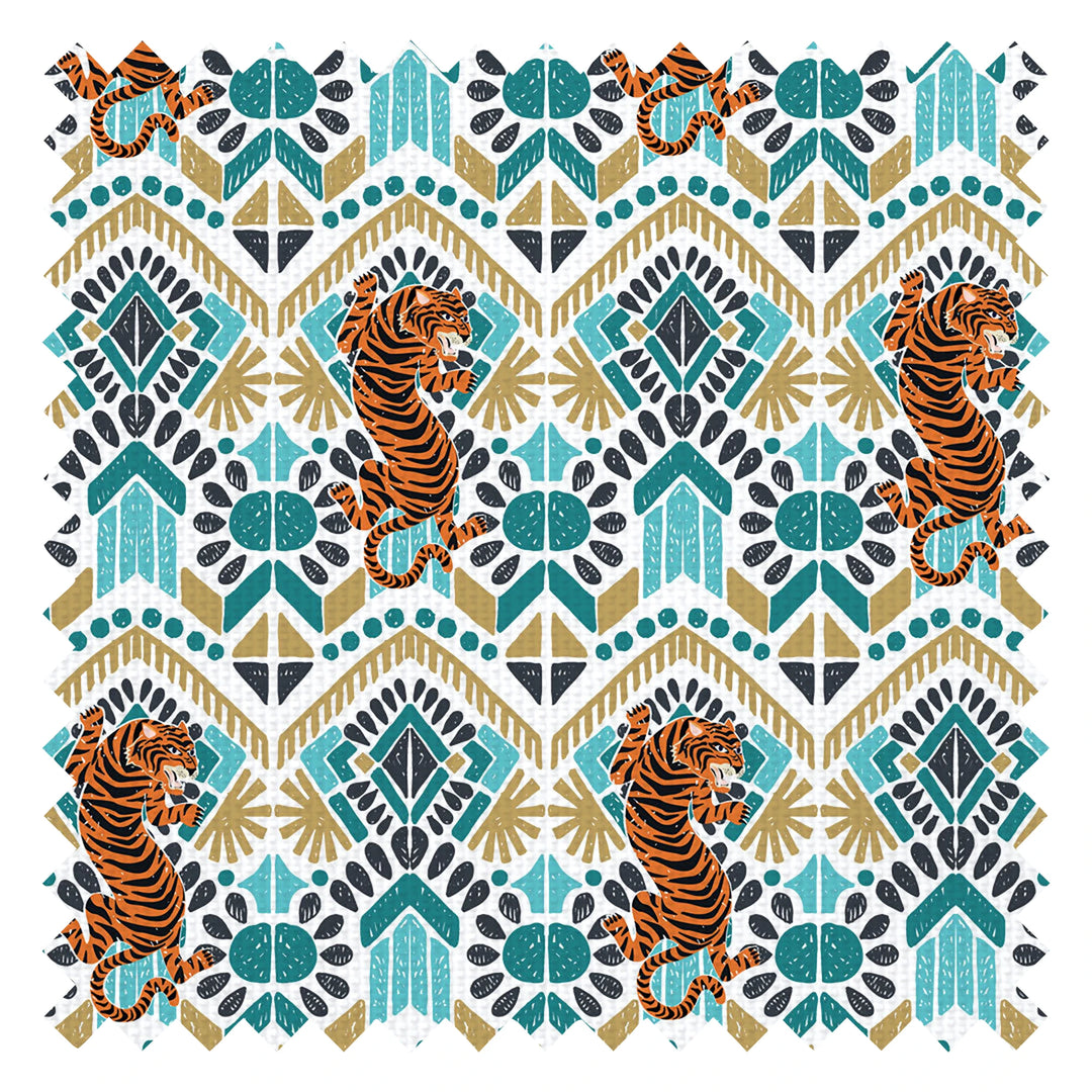 Clawdia Fabric in Gold and Teal