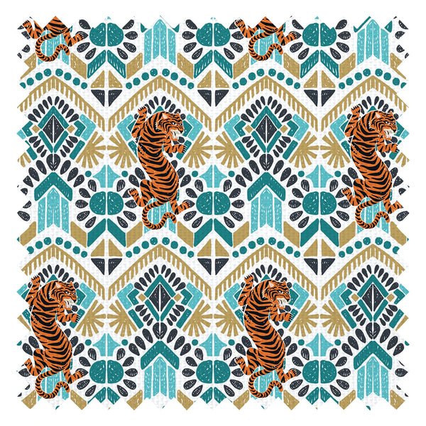Clawdia Fabric in Gold and Teal