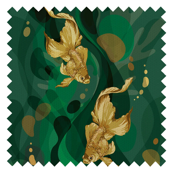 Mesmerised Fabric in Emerald Green and Gold