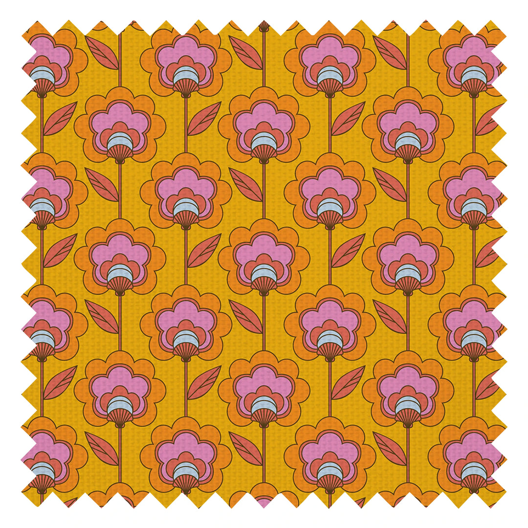 Happy Glamper Fabric in Clementine and Magenta