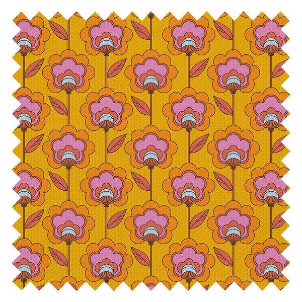 Happy Glamper Fabric in Clementine and Magenta