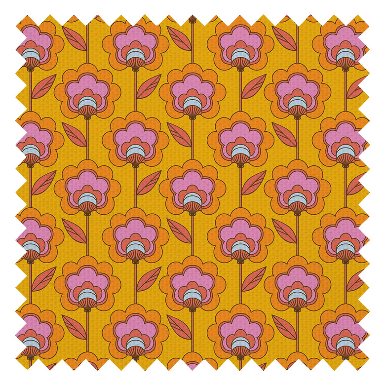 Happy Glamper Fabric in Clementine and Magenta