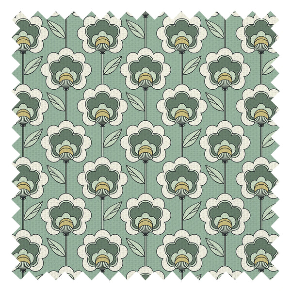 Happy Glamper Fabric in Sage, Elderflower and Vintage Cream