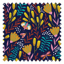 Garden of Eden Fabric in Indigo Blue, Sunshine Yellow and Teal