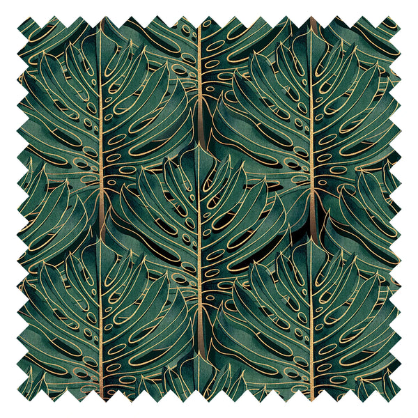 Jungle Beat Fabric in Jungle Green and Gold