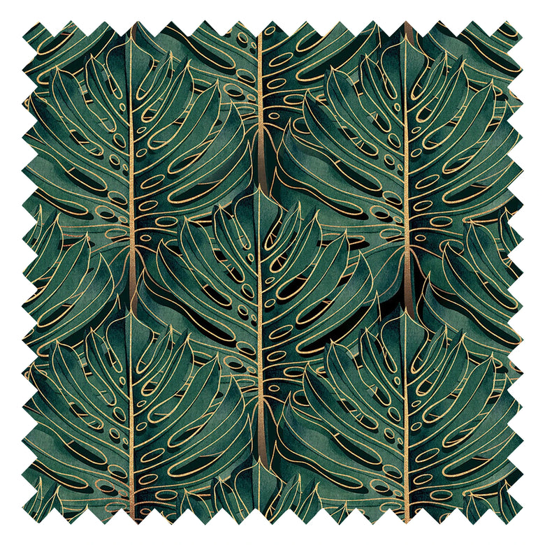 Jungle Beat Fabric in Jungle Green and Gold