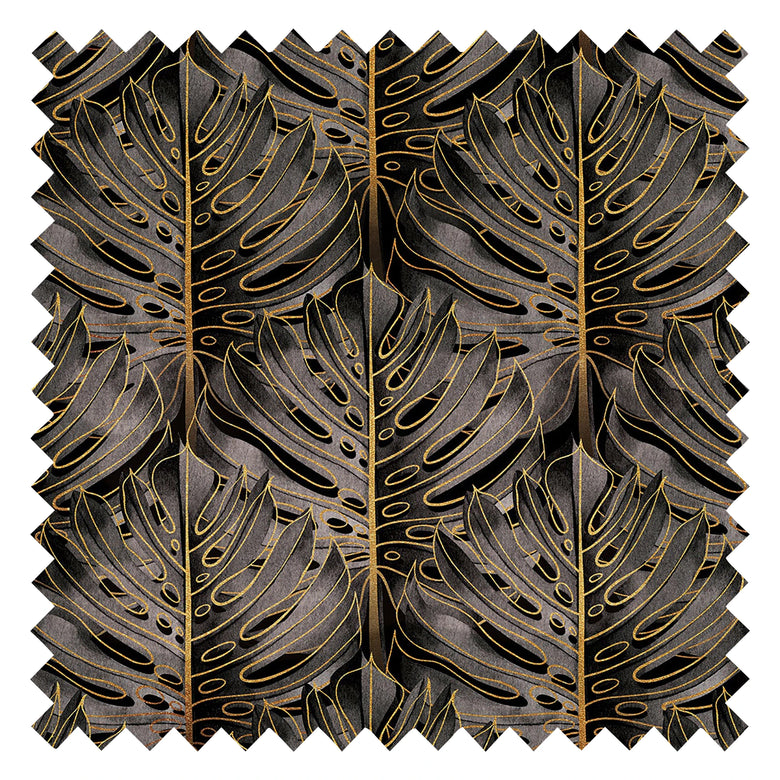 Jungle Beat Fabric in Black and Gold