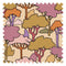 Woodstock Fabric in Olive Green, Earthy Orange and Grape