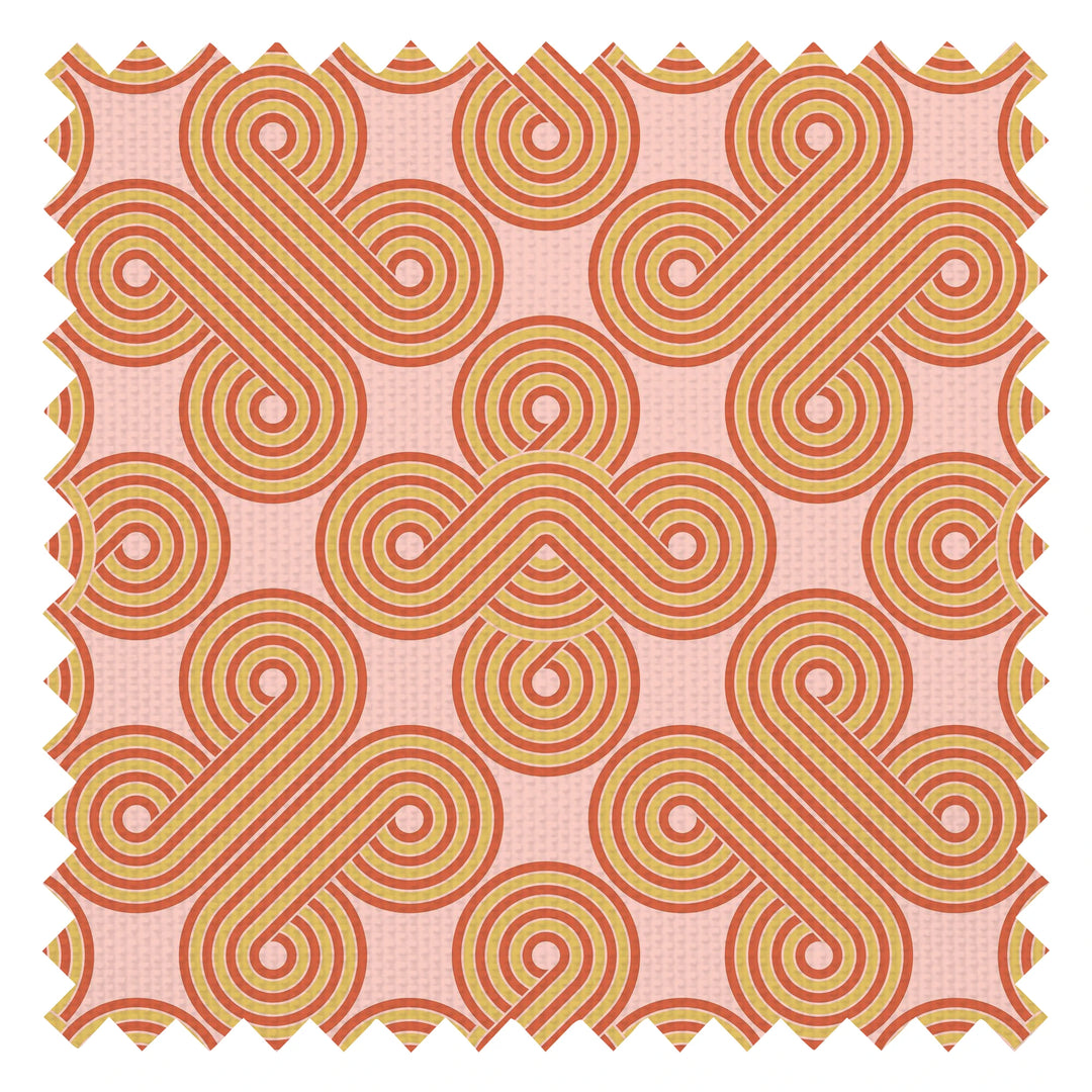 Take The Biscuit Fabric in Mustard and Red on Pink Lemonade