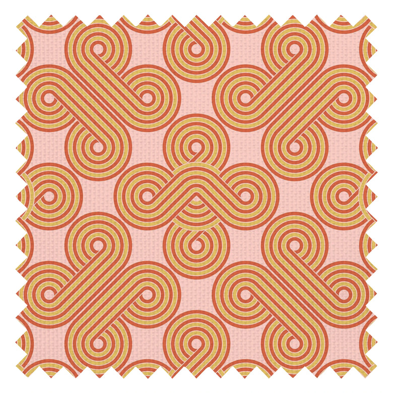 Take The Biscuit Fabric in Mustard and Red on Pink Lemonade