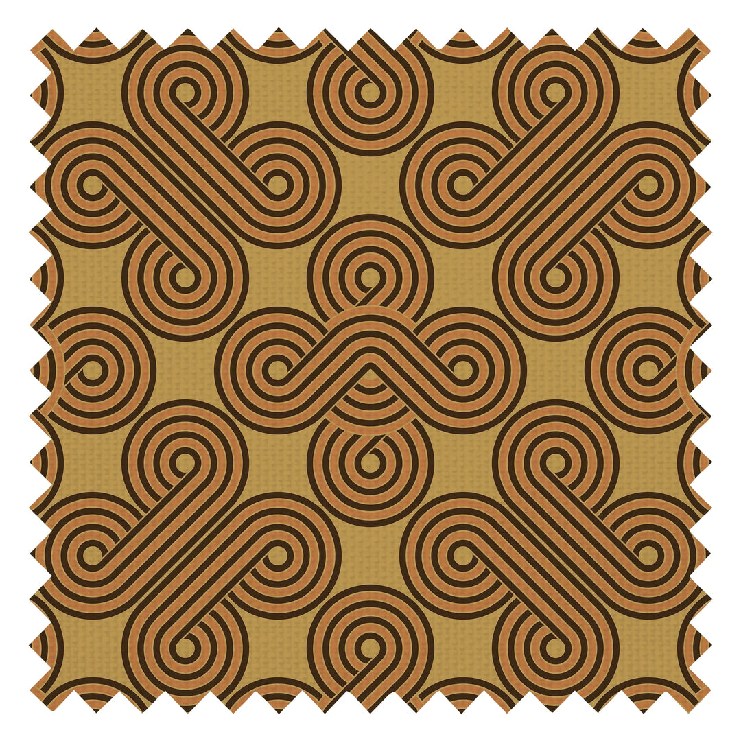 Take The Biscuit Fabric in Earthy Orange and Chocolate on Harvest Gold
