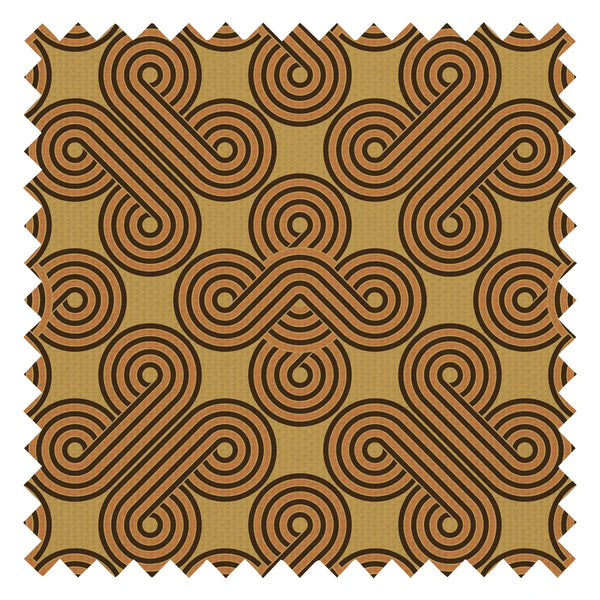 Take The Biscuit Fabric in Earthy Orange and Chocolate on Harvest Gold