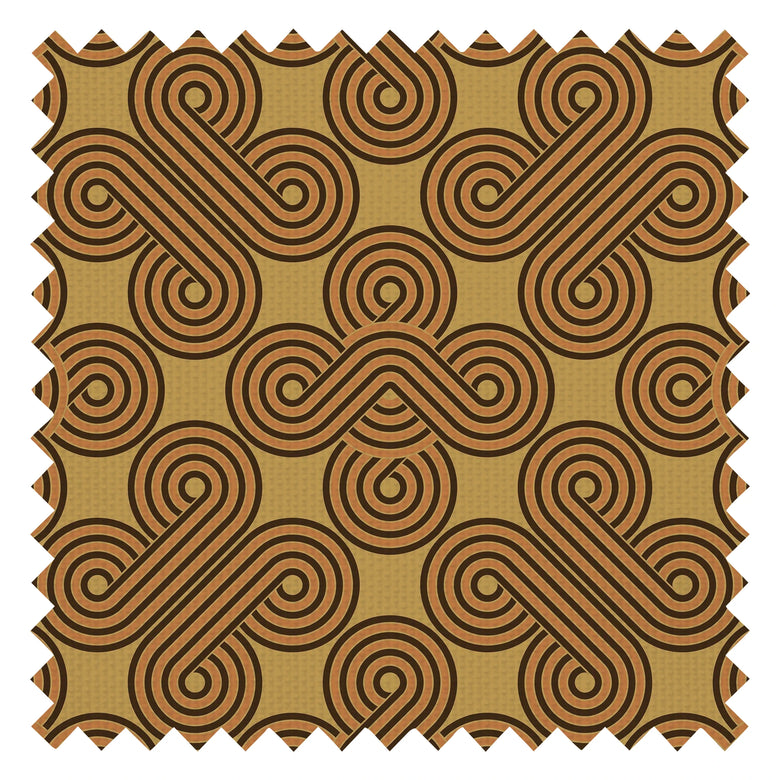Take The Biscuit Fabric in Earthy Orange and Chocolate on Harvest Gold