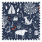 Moose in The Hoose Fabric in Midnight Navy and Crimson Accent