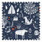 Moose in The Hoose Fabric in Midnight Navy and Crimson Accent