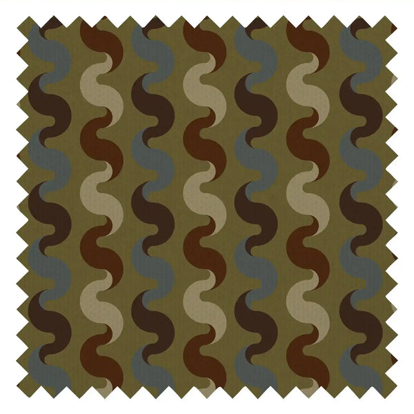 The Hippie Shake Fabric in Walnut and Teal on Wasabi