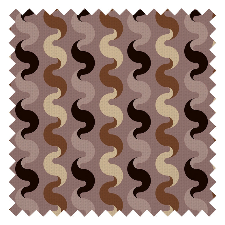 The Hippie Shake Fabric in Caramel and Black on Vintage Mauve
