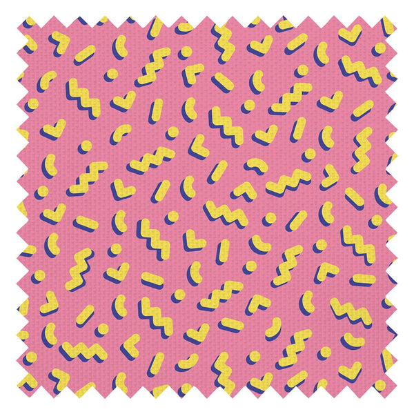 Move To The Music Fabric in Grapefruit and Fluorescent Yellow