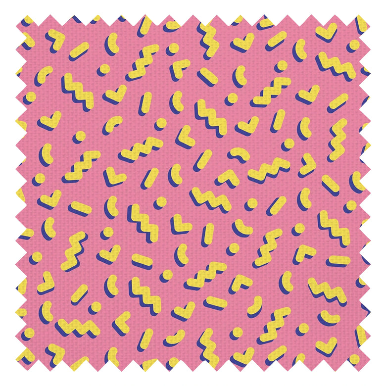 Move To The Music Fabric in Grapefruit and Fluorescent Yellow