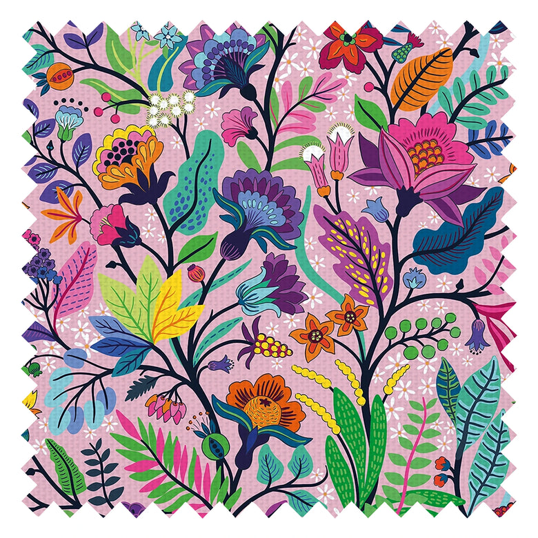 Eclectic Eden Fabric in Brights on Pansy Pink