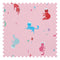 Cosmic Cats Fabric in Cherry Red and Teal Tabby on Powder Puff