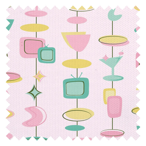 Happy Hour Fabric in Mint and Lemon on Strawberry Milkshake