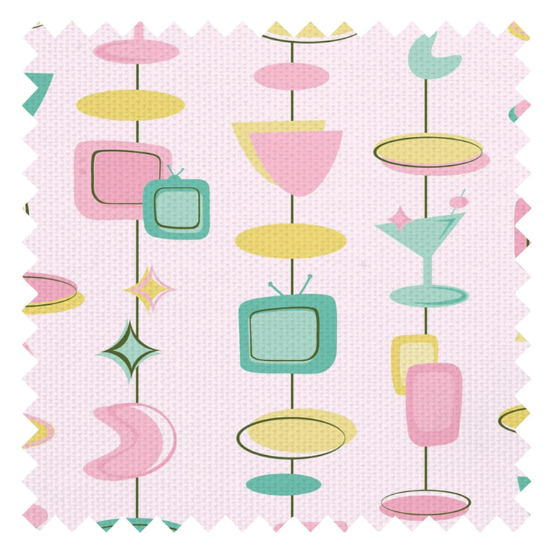 Happy Hour Fabric in Mint and Lemon on Strawberry Milkshake