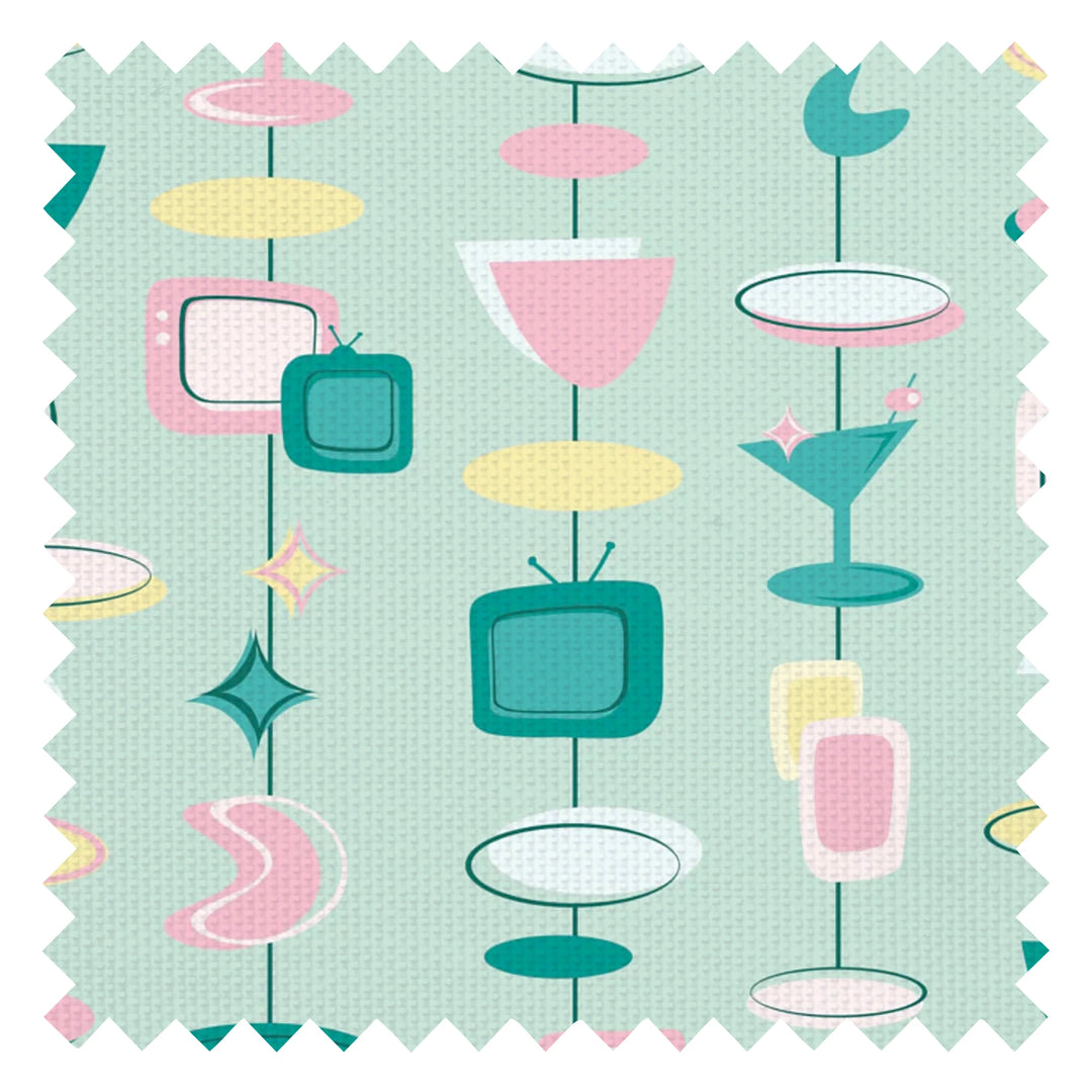 Happy Hour Fabric in Strawberry and Buttercream on Mint Milkshake