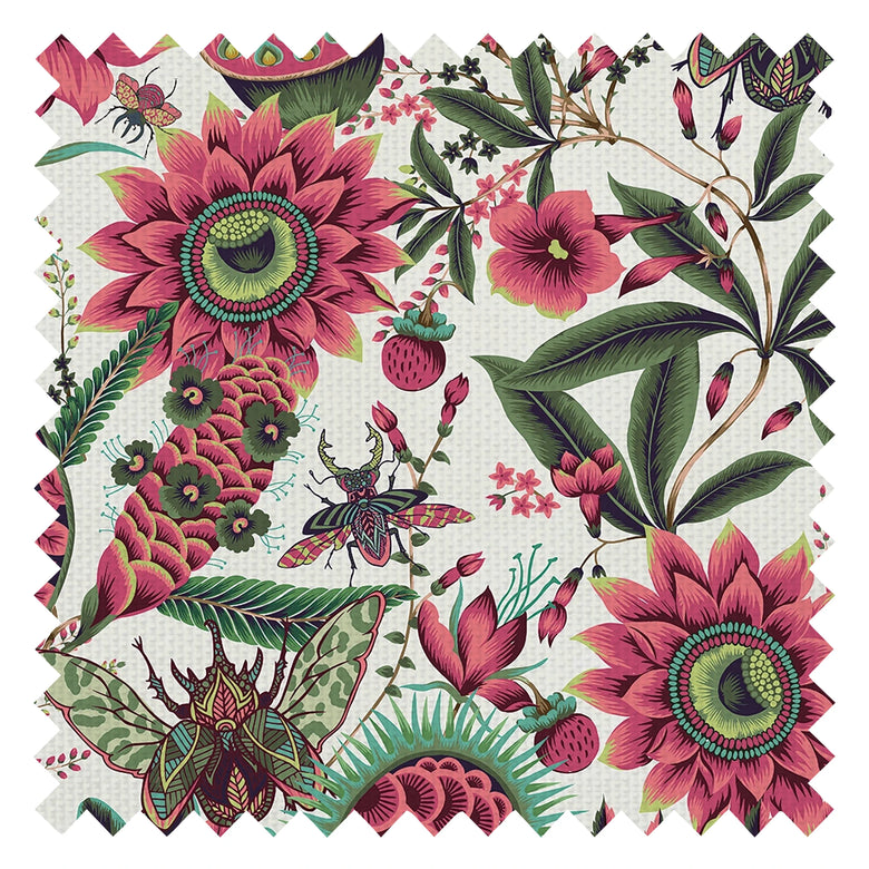 Pandora Fabric in Hot Pink, Forest Green and Cream