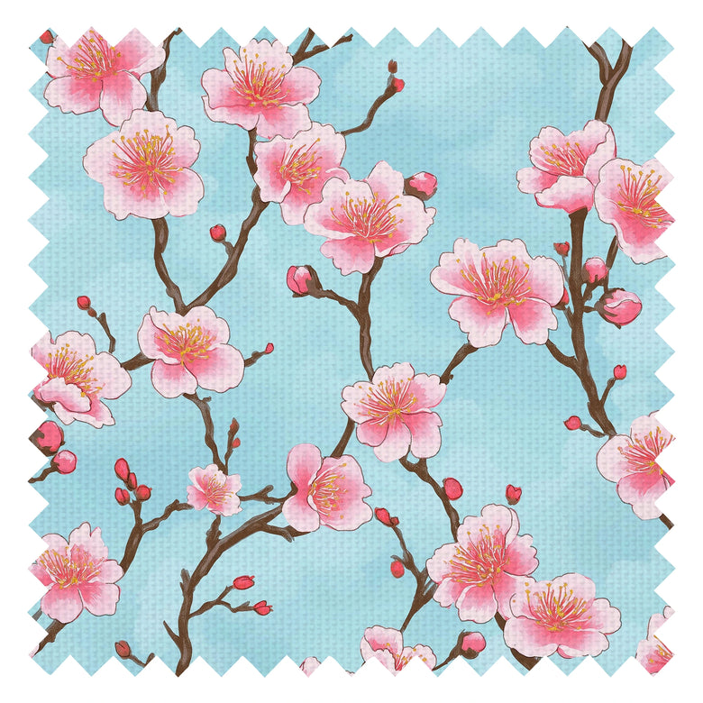 Hanami Blossom Fabric in Sky Blue