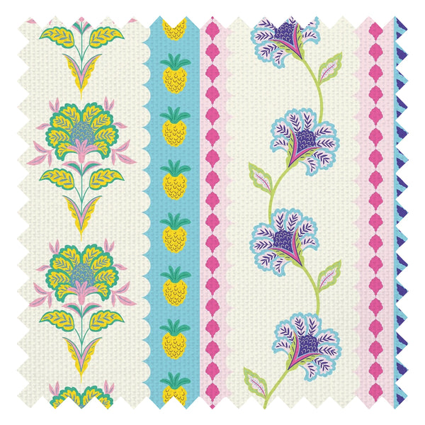 Hello Flower Fabric in Brights on Cream