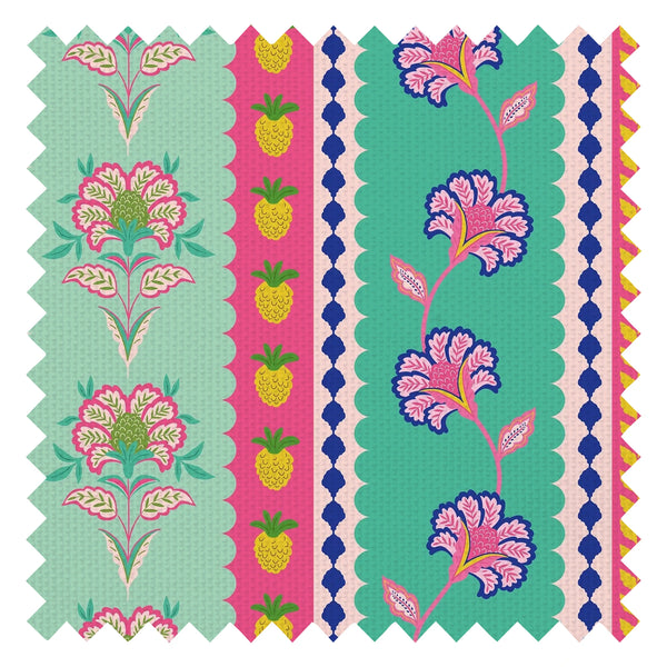 Hello Flower Fabric in Pinks on Greens