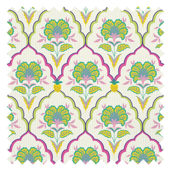 Blooming Geometric Fabric in Brights on Cream
