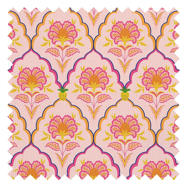 Blooming Geometric Fabric in Pinks, Orange and Yellow