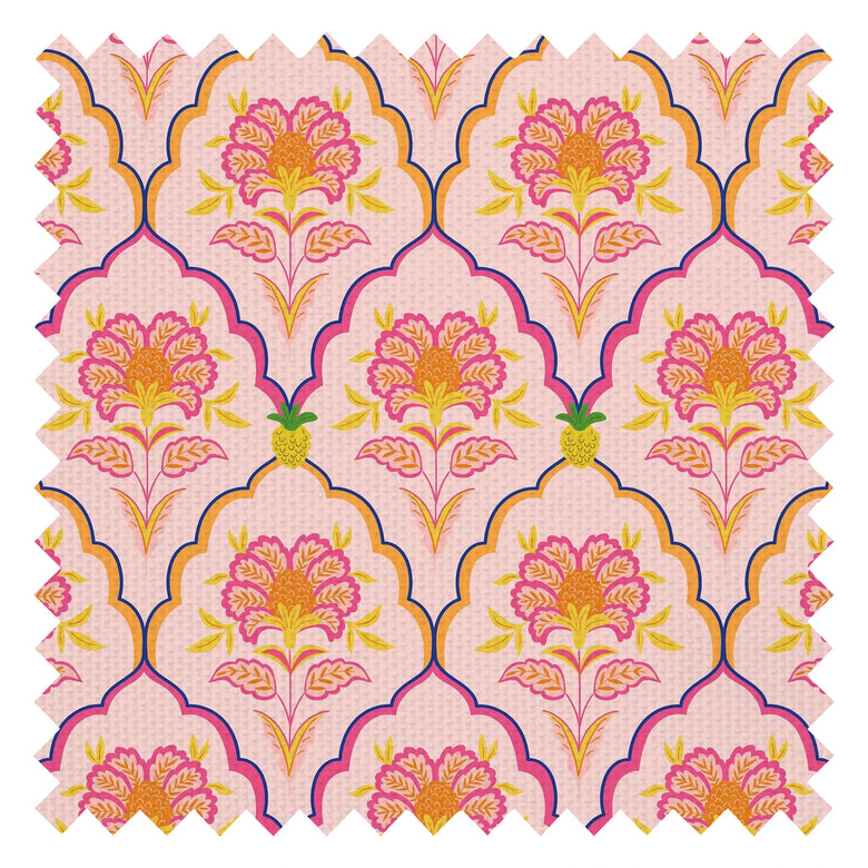 Blooming Geometric Fabric in Pinks, Orange and Yellow