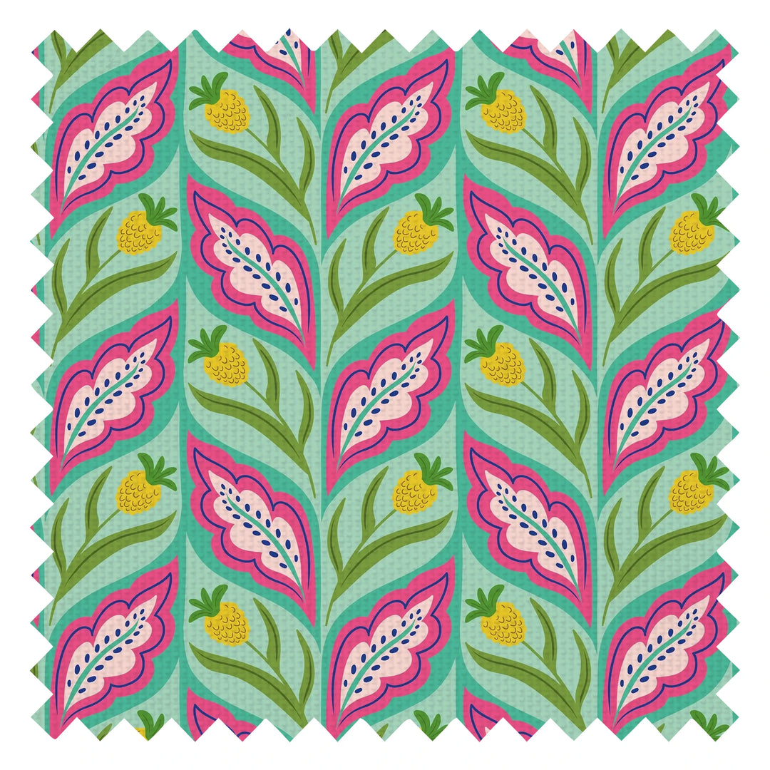 Not a Petal out of Place Fabric in Pinks on Greens