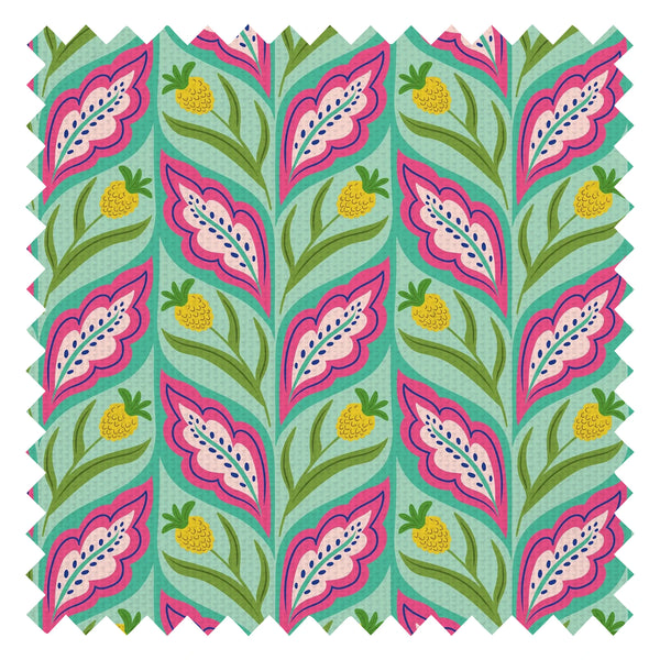 Not a Petal out of Place Fabric in Pinks on Greens