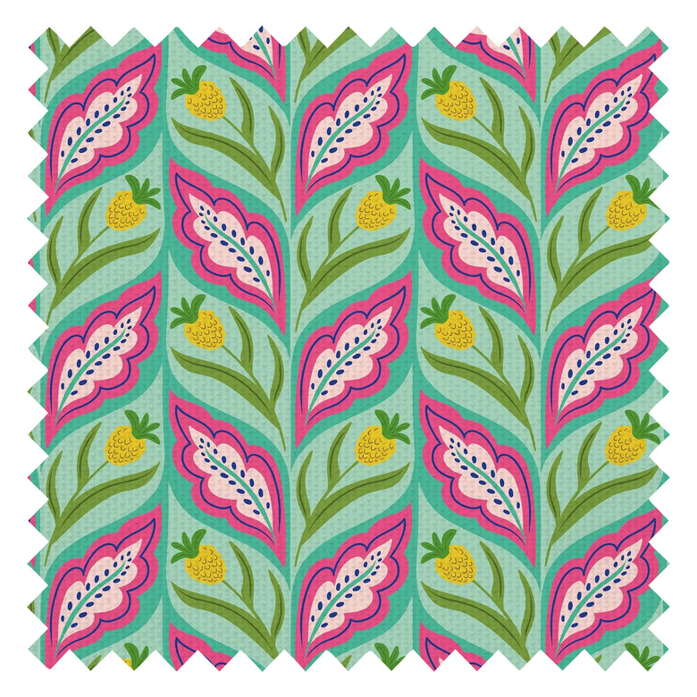 Not a Petal out of Place Fabric in Pinks on Greens