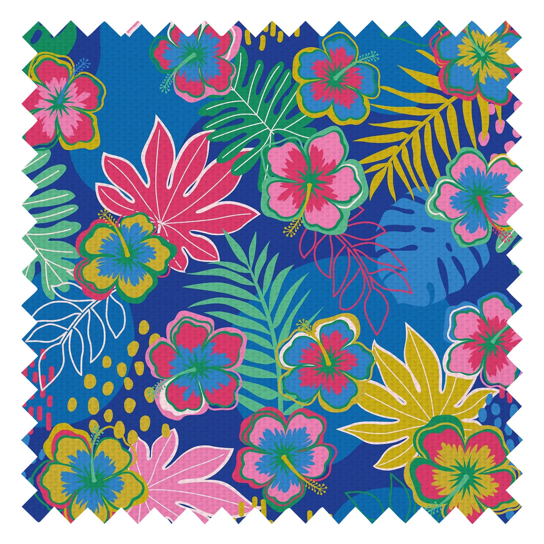 Tropical Treat Fabric in Electric Blue, Pinks and Mustard