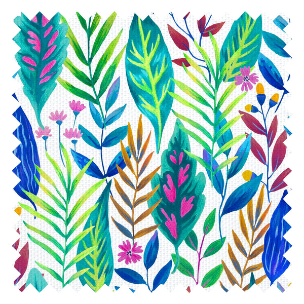 Painterly Leaves Fabric in Brights