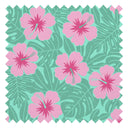 Huephoric Hibiscus Fabric in Pink and Teal