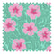 Huephoric Hibiscus Fabric in Pink and Teal