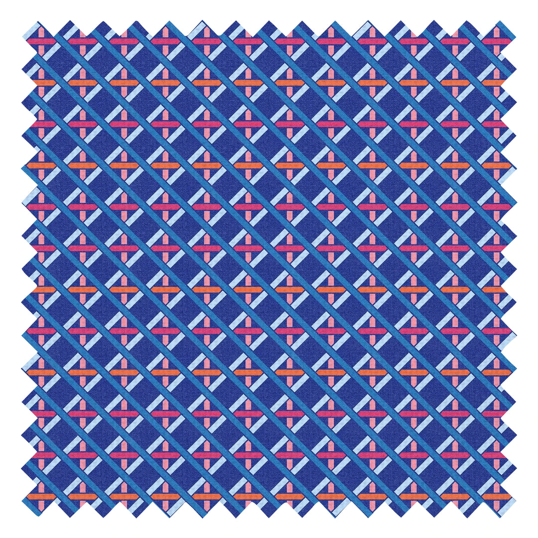 Criss Crossed Fabric in Electric Blue, Red and Orange