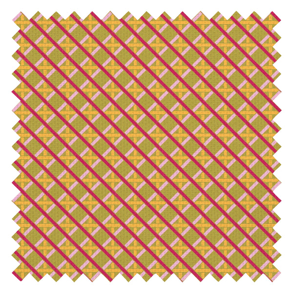 Criss Crossed Fabric in Red, Pink, Yellow and Avocado