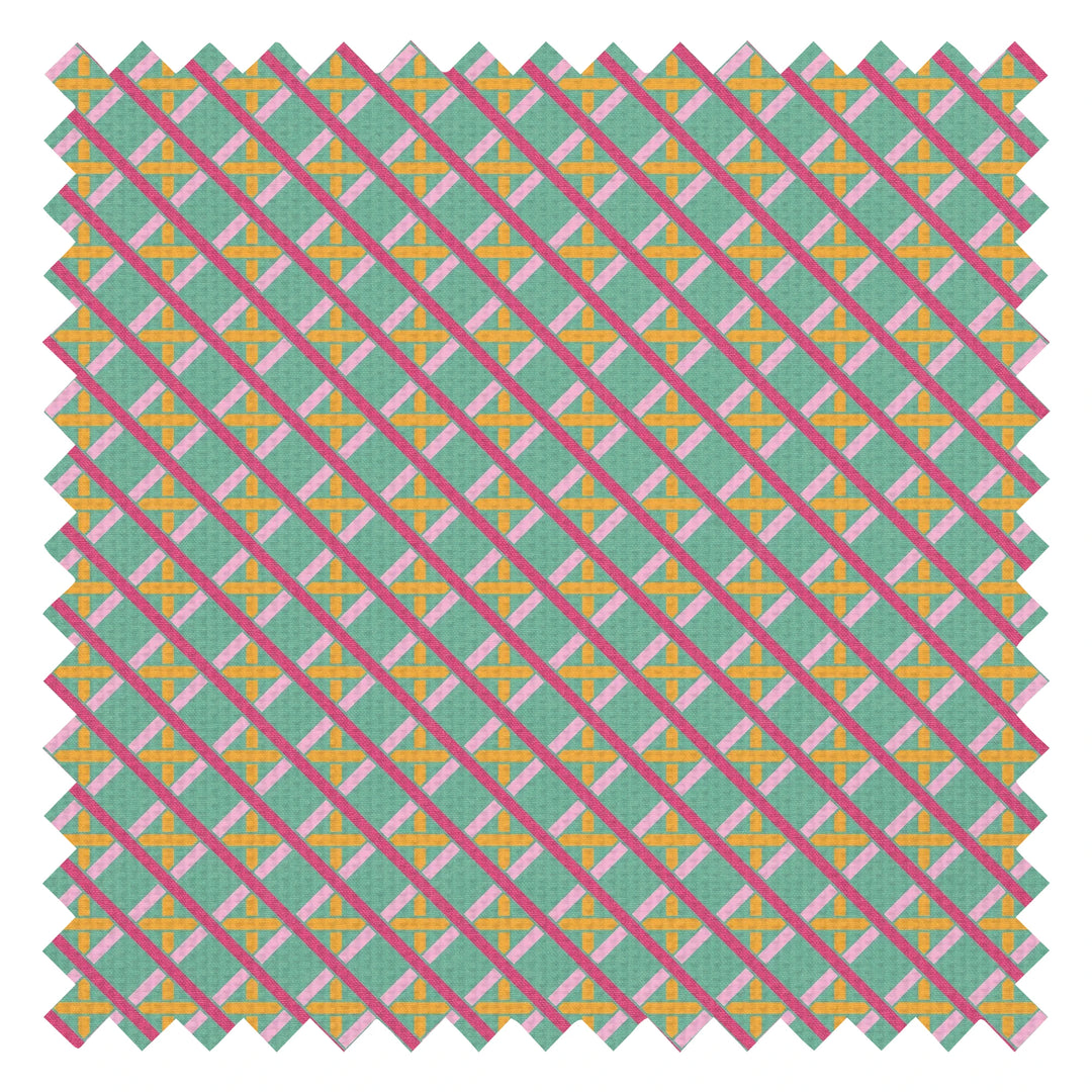Criss Crossed Fabric in Red, Pink, Yellow and Teal