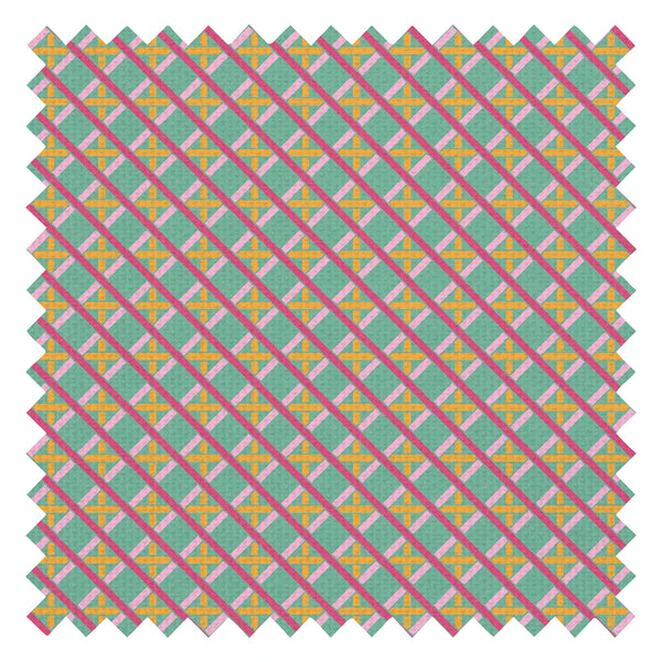 Criss Crossed Fabric in Red, Pink, Yellow and Teal