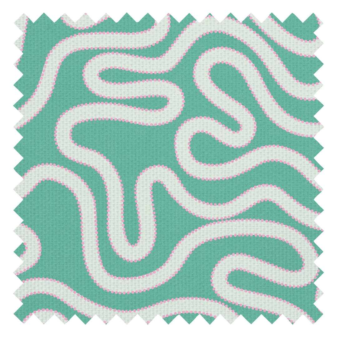 Dotty as a Squiggle Fabric in Teal and Pink